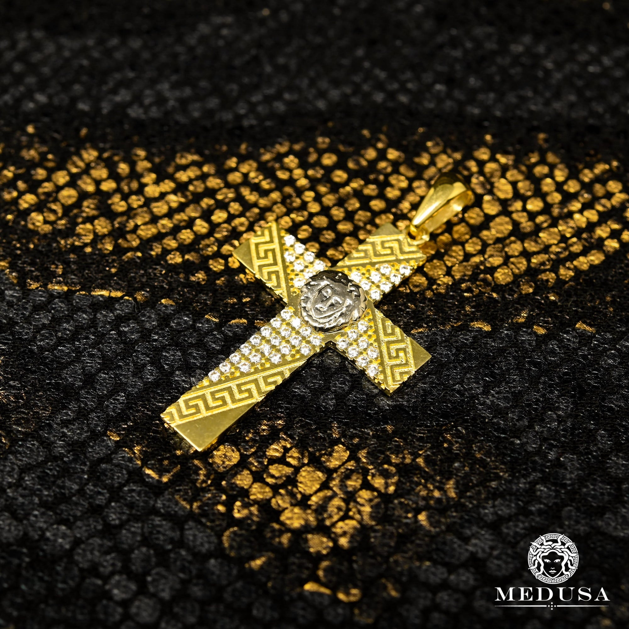 Pendentif en Or 10K | Pendentif Croix Apollon X2 30mm / Or 2 Tons