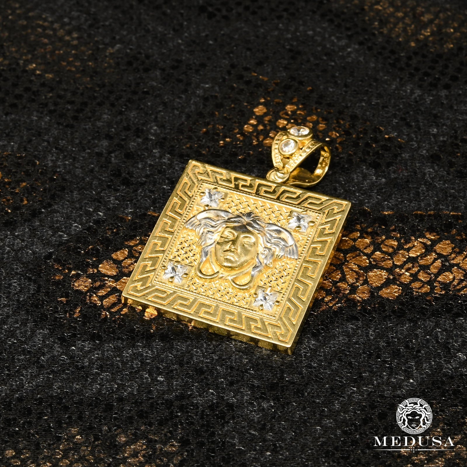 10K Gold Pendant | Medallion Artémis F6 Gold 2 Tones / 25mm