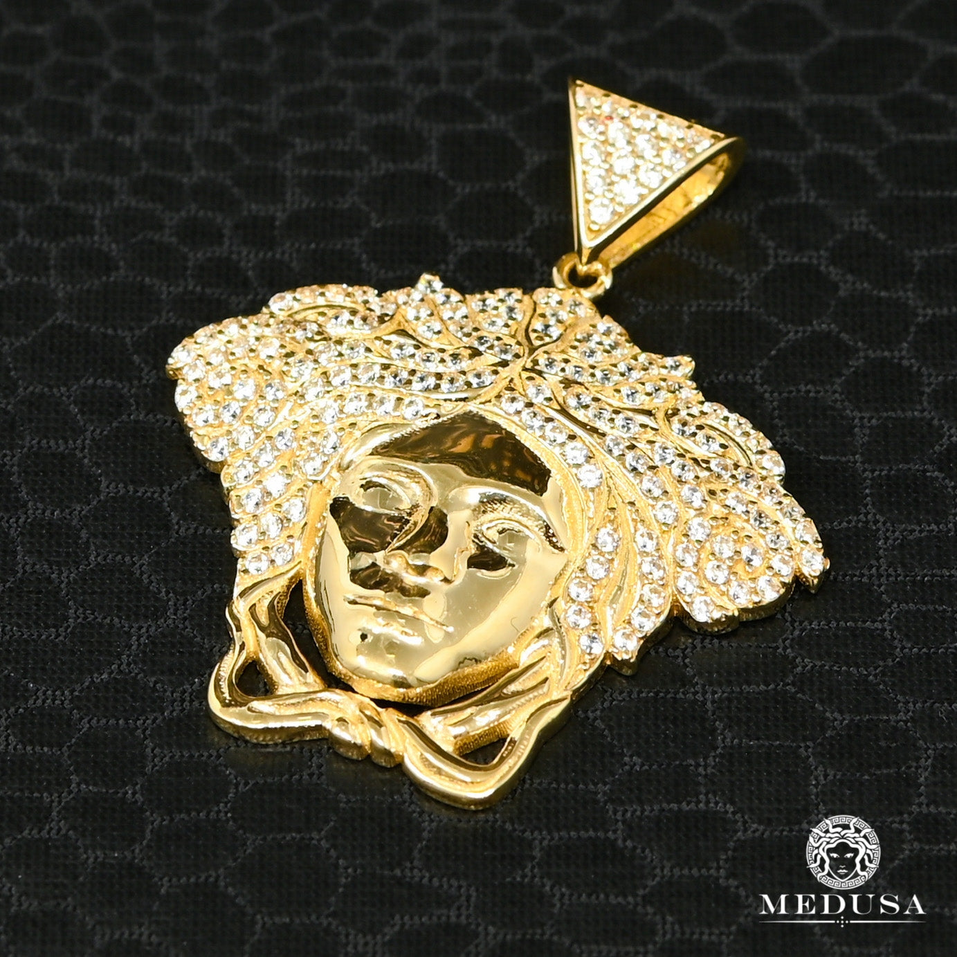 10K Gold Pendant | Medallion Athena X3 25mm / Yellow Gold