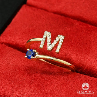 Custom Initial Ring & Birthstone  - Yellow Gold