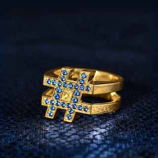 Anillo Letter Hashtag - Zafiro