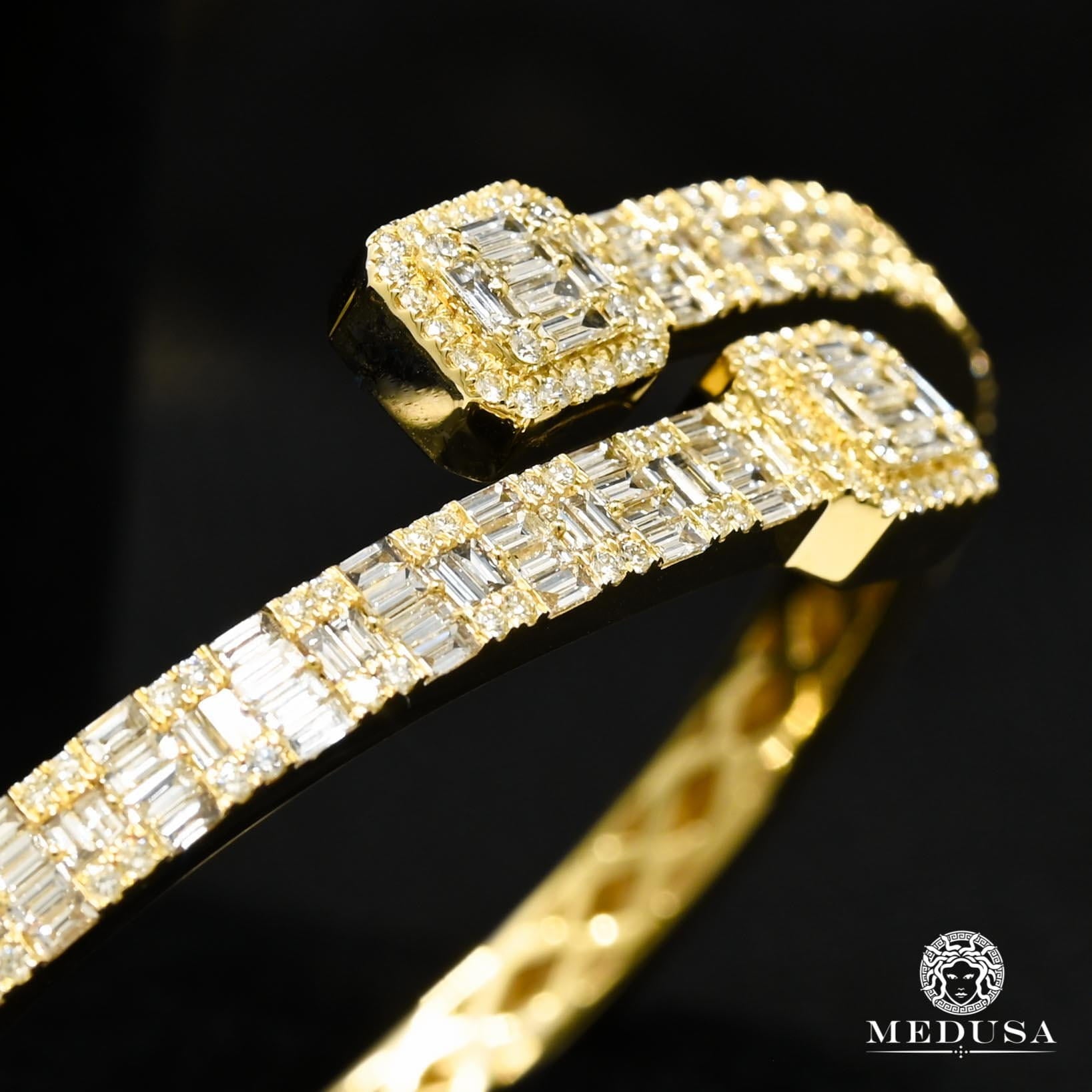 Bracelet à Diamants en Or 14K | Bracelet Homme Bangle D4 - Diamant