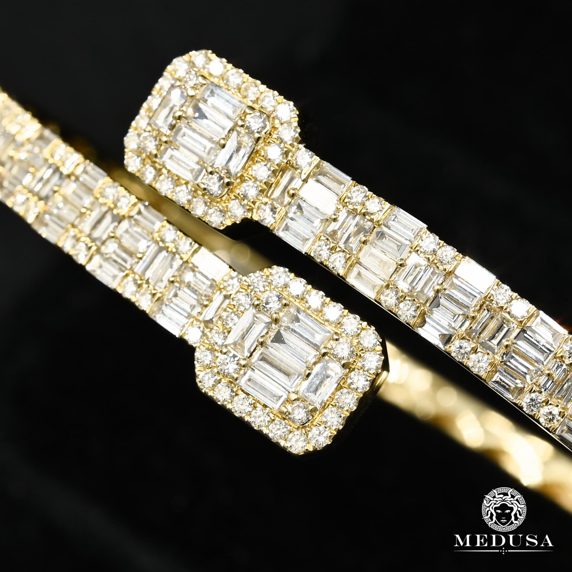 Bracelet à Diamants en Or 14K | Bracelet Homme Bangle D4 - Diamant