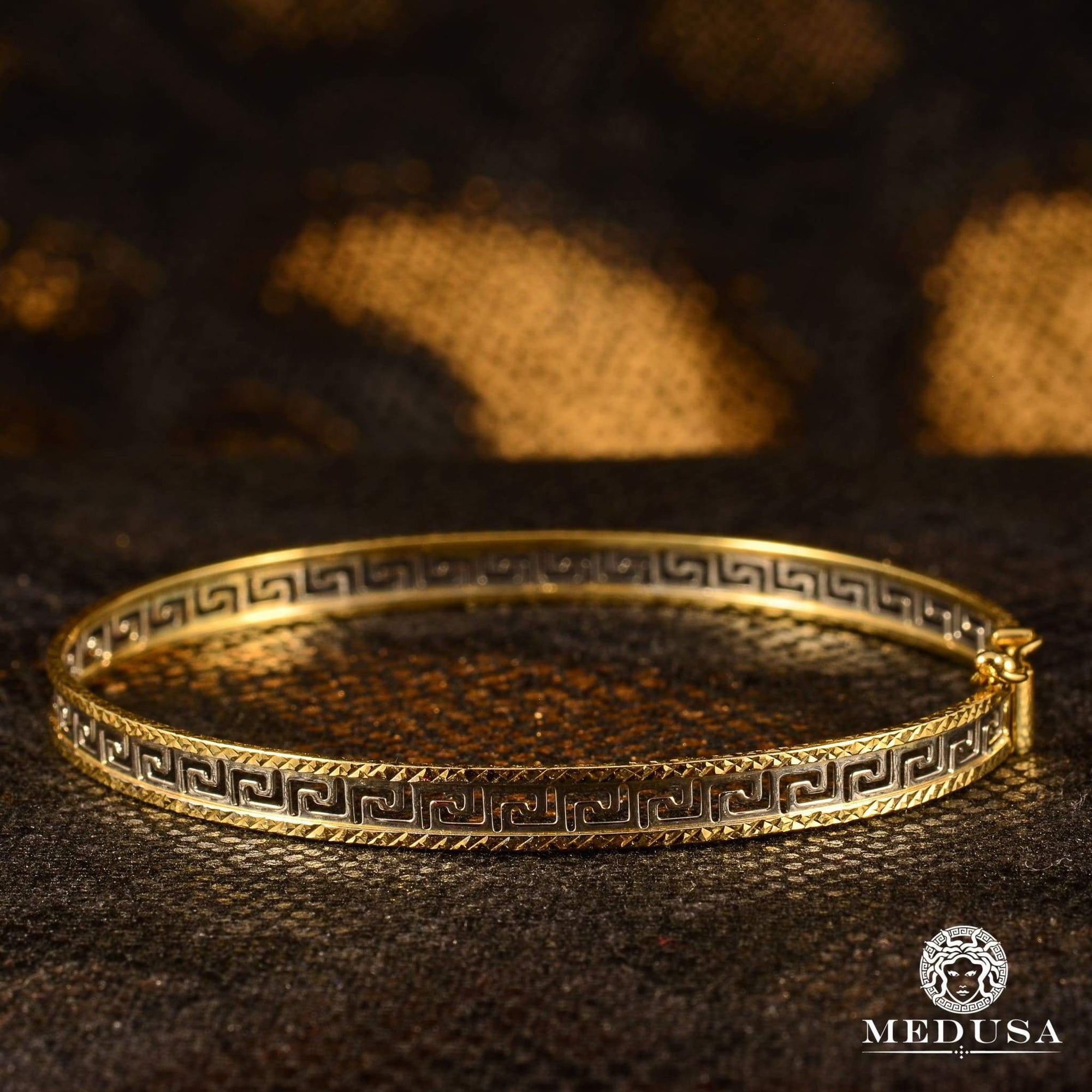 10K Gold Rigid Bracelet Bangle F2 Women's Bracelet Medusa Jewelry