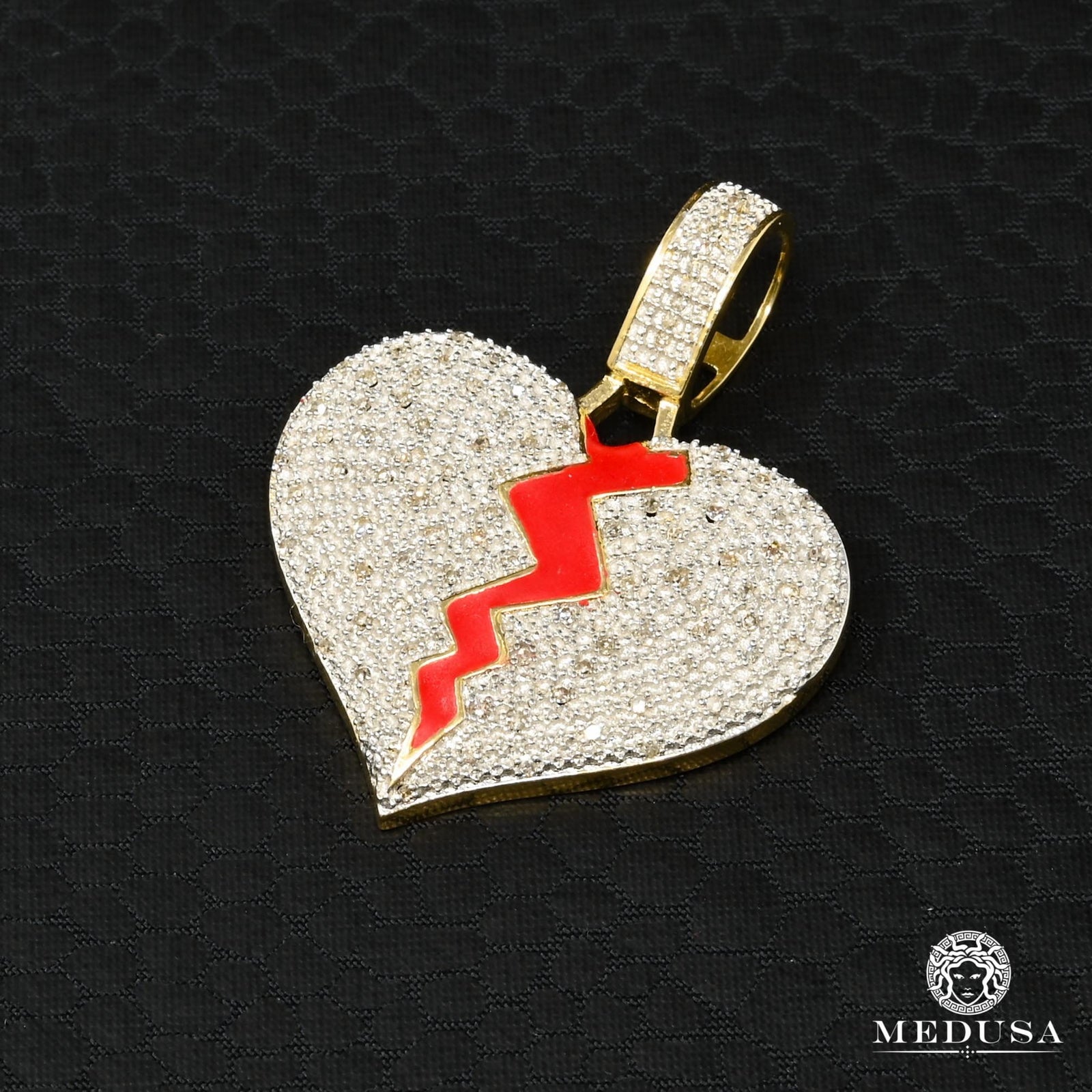 10K Gold Diamond Pendant | Miscellaneous Broken D1 Pendant - 2 Tone Gold Diamond / 29MM