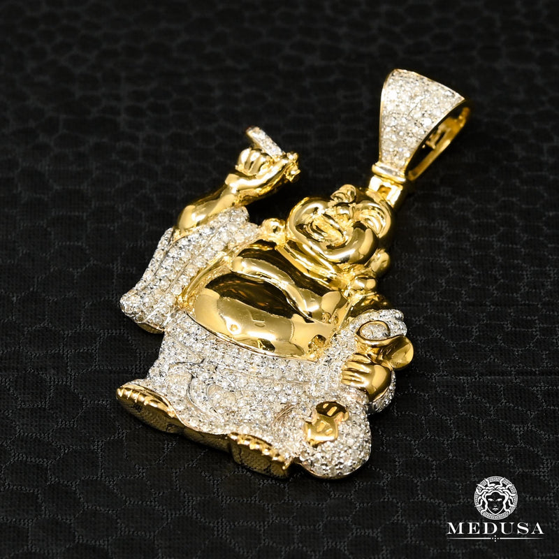 10K Gold Diamond Pendant | Divers Buddha D3 Pendant - 2 Tone Gold Diamond