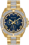 Bulova Watch | Bulova Crystal Men&#39;s Watch - 98C128 Swarovski / Yellow Gold
