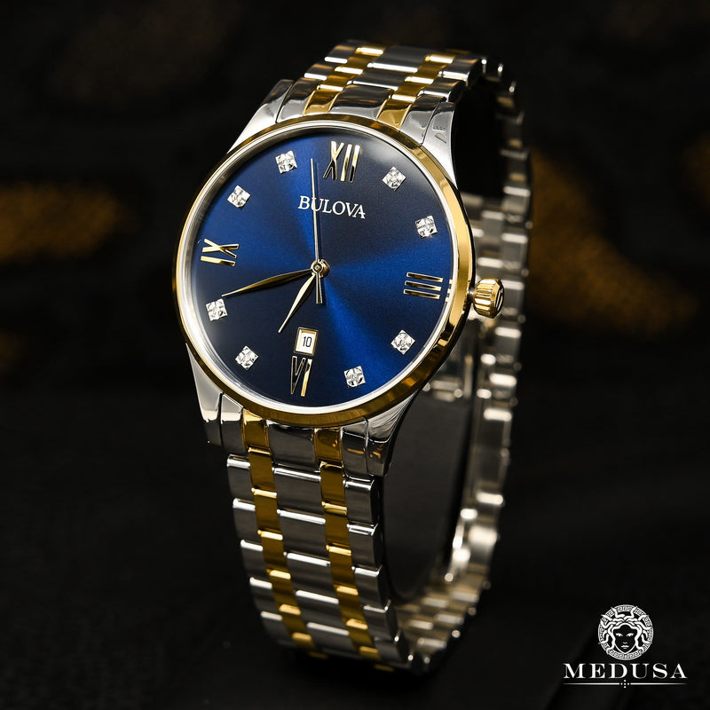 Bulova Watch | Bulova Diamonds Men&#39;s Watch - 98D130 Diamond / 2 Tone Gold