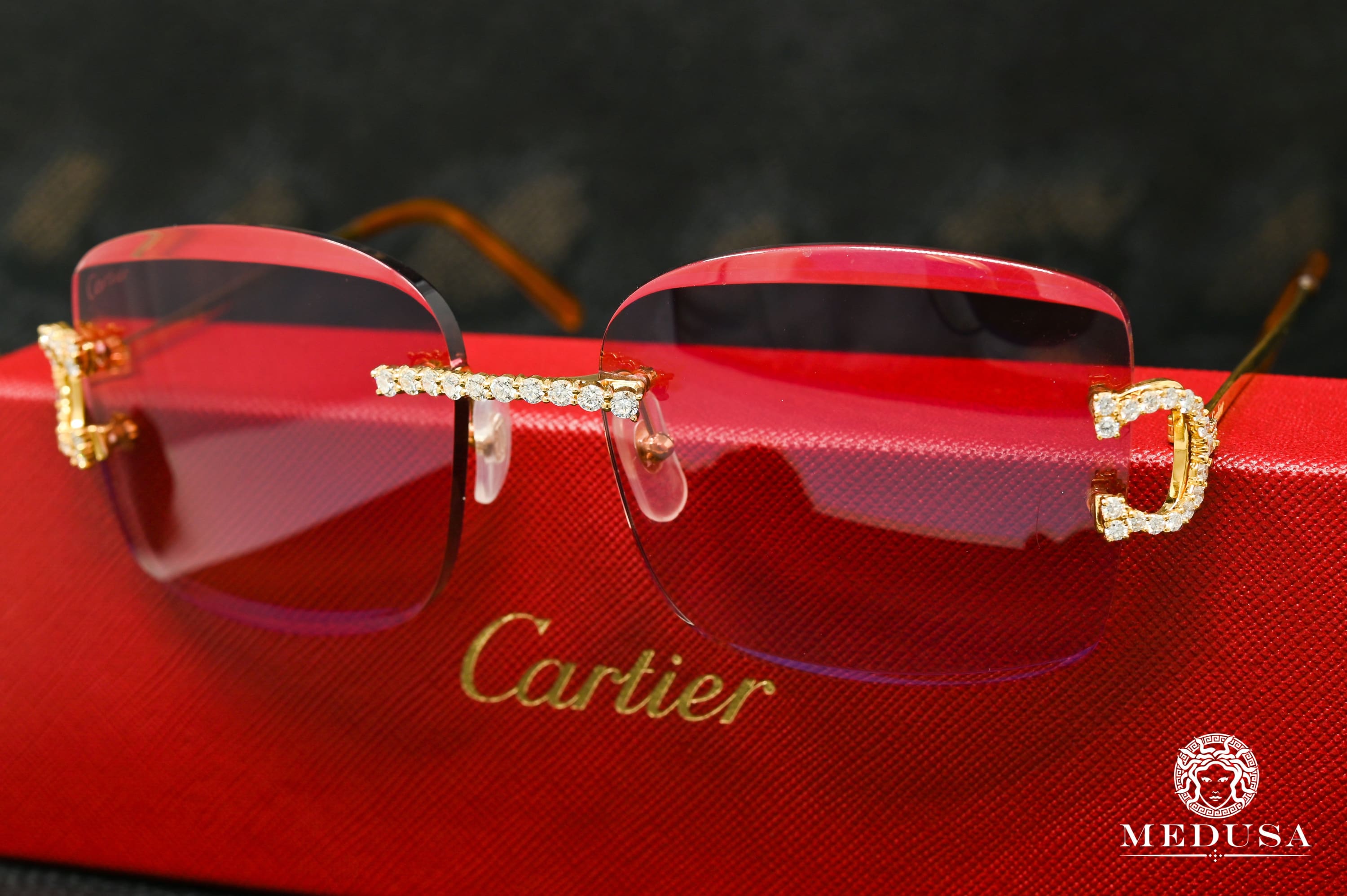 Cartier Rectangular Rimless Sunglasses in Black for Men | Lyst Canada
