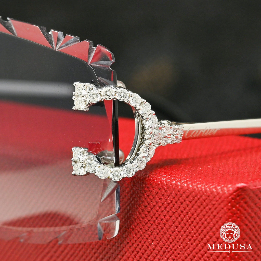 New Cartier rimless sunglasses fred glasses Diamond Cut decor BIG C gold  Frame | eBay