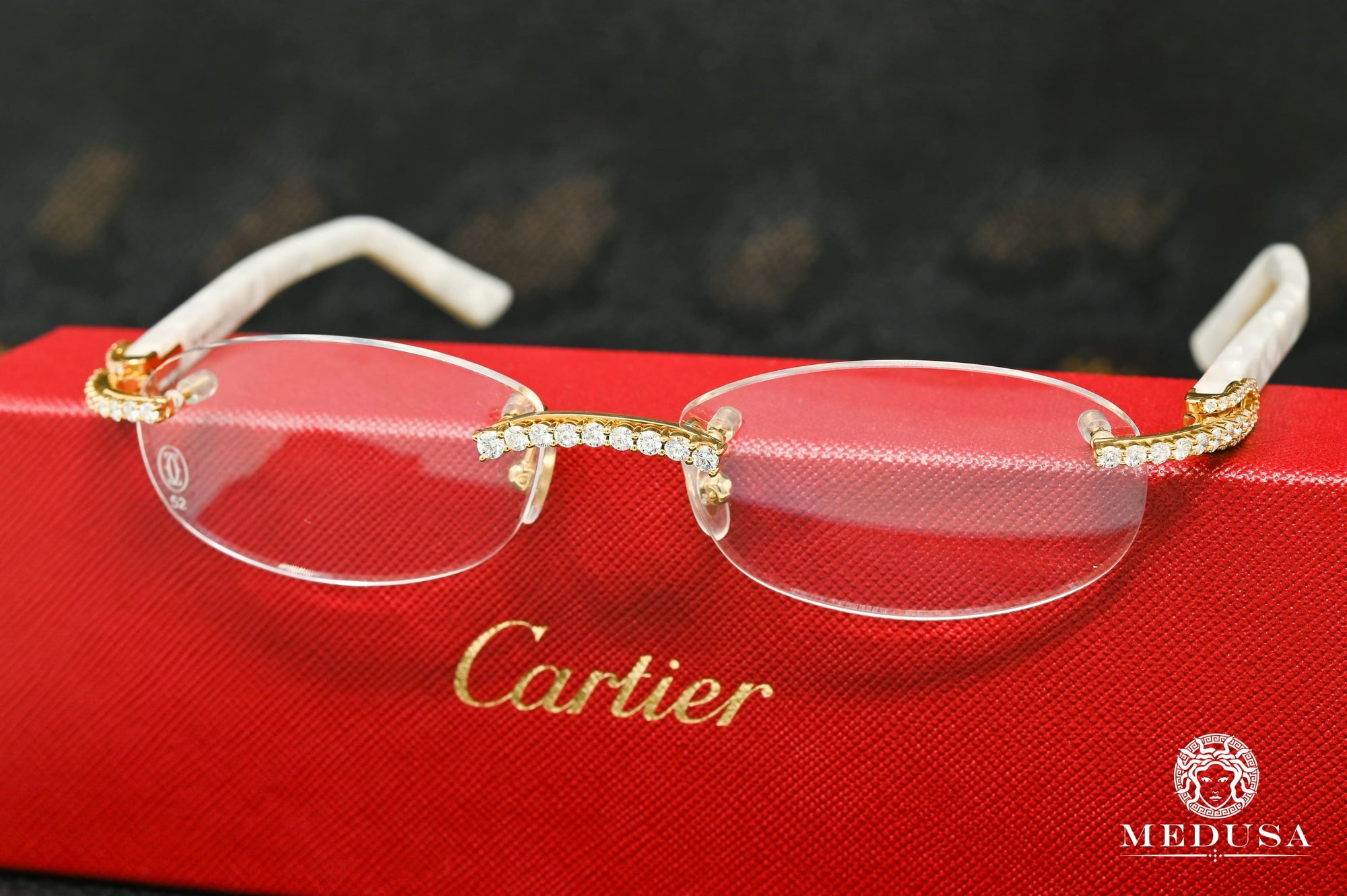 Cartier glasses | Cartier White Horn Men's Sunglasses | Gold & White Yellow Gold