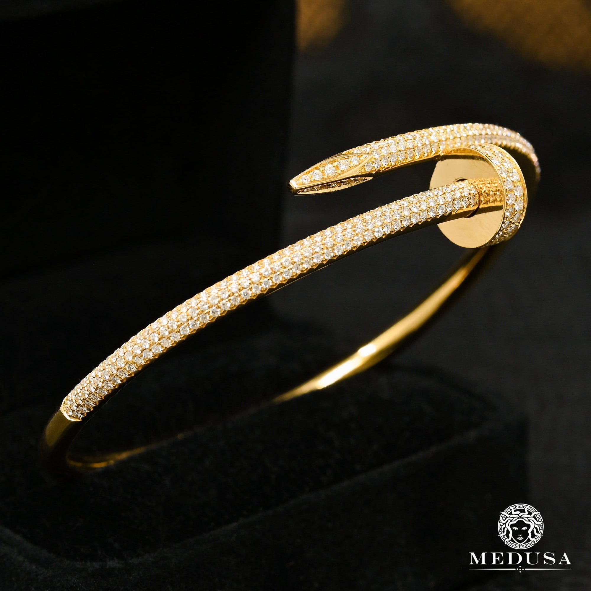 18K Gold Rigid Bracelet | Clou X3 Women&#39;s Bracelet - Yellow Gold Diamond