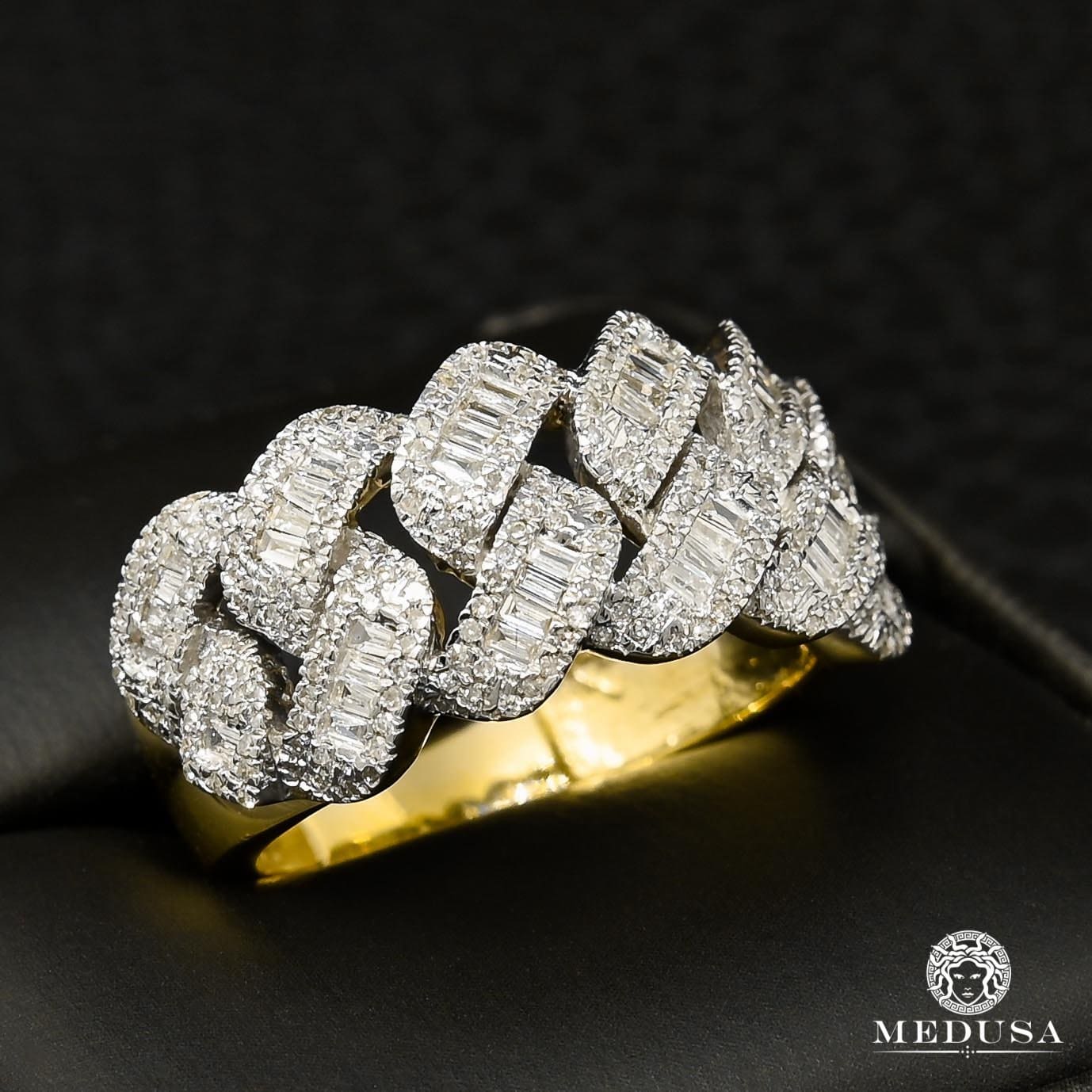 14K YELLOW TWO TONE CUBAN RING WITH 2.60 CT DIAMONDS - OMI Jewelry