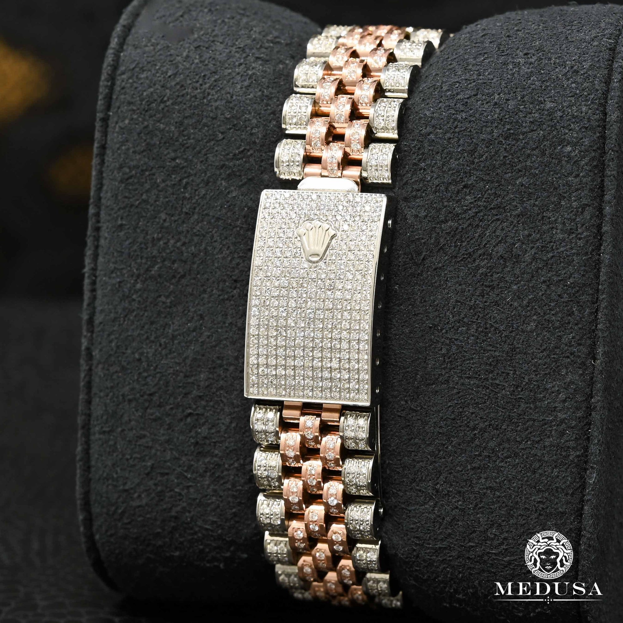 Montre Rolex | Montre Homme Datejust 36mm - Rose 2 Tons Iced Out Or Rose 2 Tons