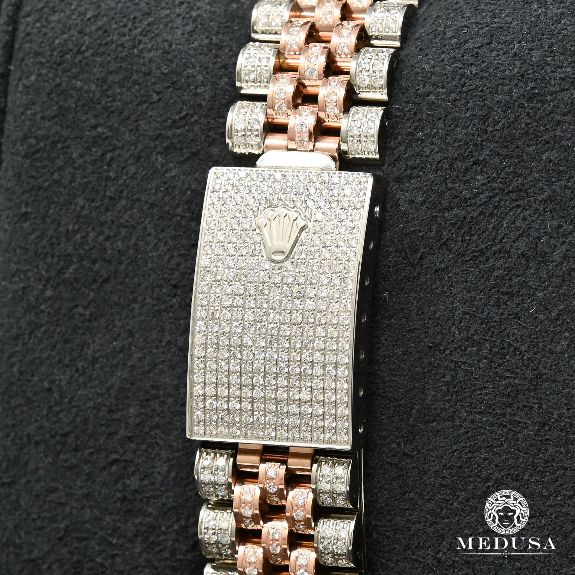 Montre Rolex | Montre Homme Datejust 36mm - Rose 2 Tons Iced Out Or Rose 2 Tons