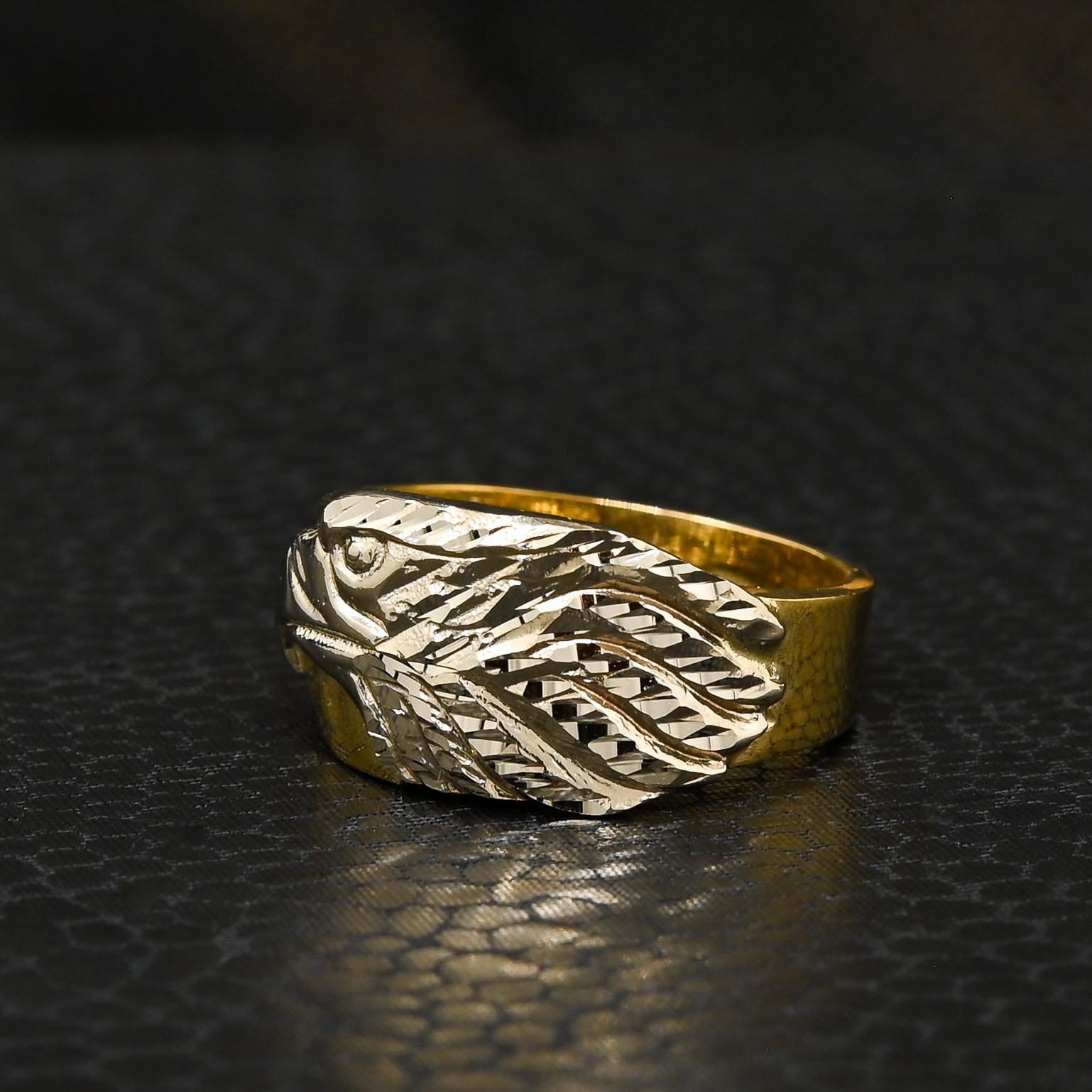 Bague en Or 10K | Bague Homme Eagle H5 Or 2 Tons