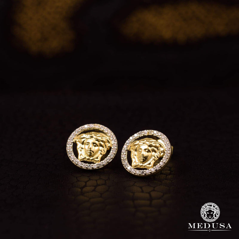 10K Gold Studs | Forehead F7 Yellow Gold Earrings