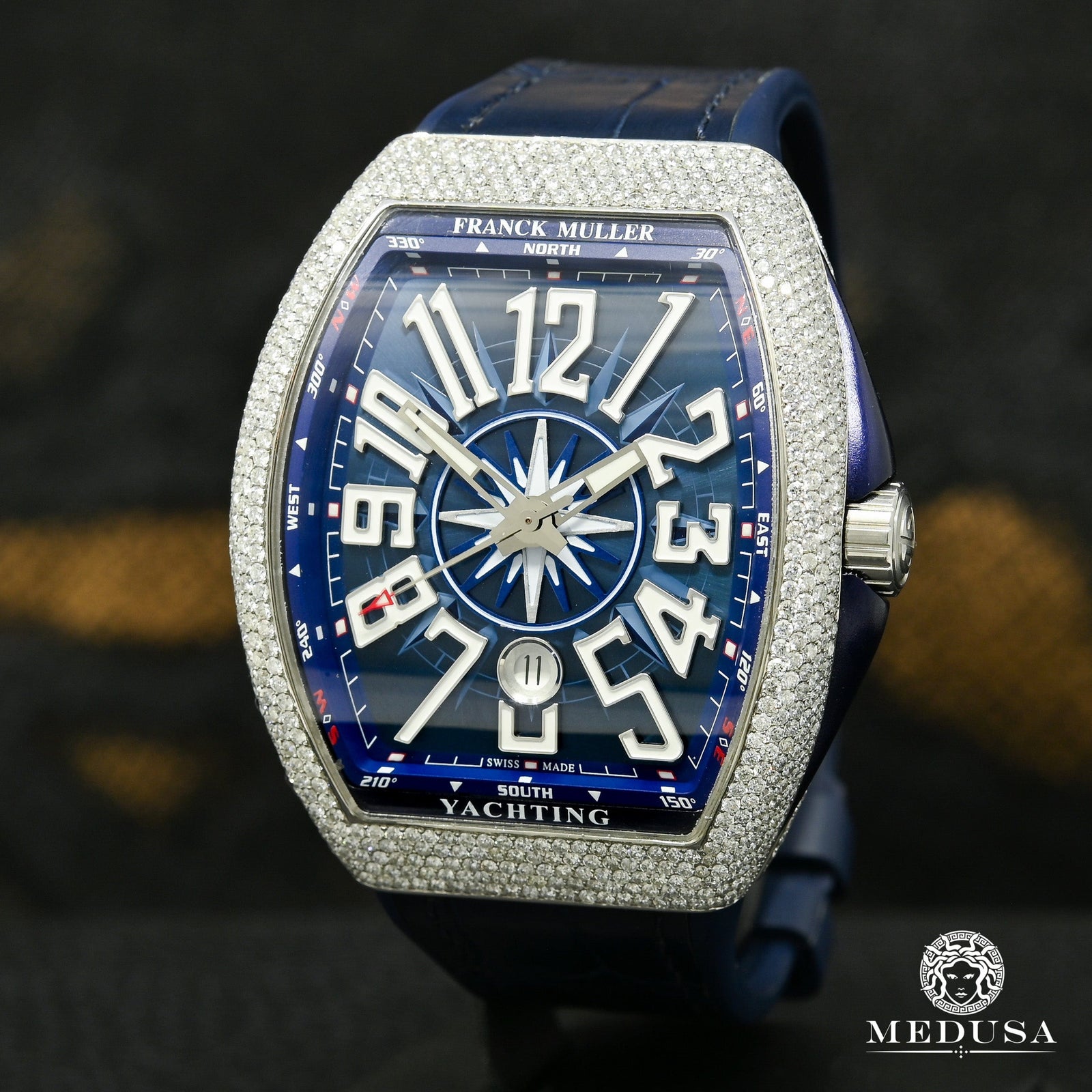 Franck Muller watch | Men's Watch Franck Muller V45 Blue - Iced Stainless