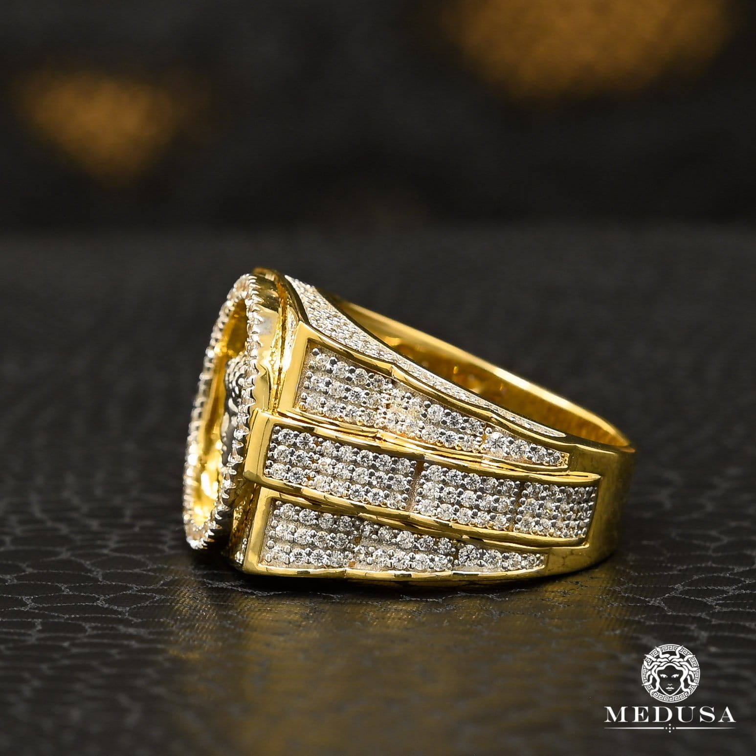 10K Gold Ring | Glam Men's Ring H38 Gold 2 Tones