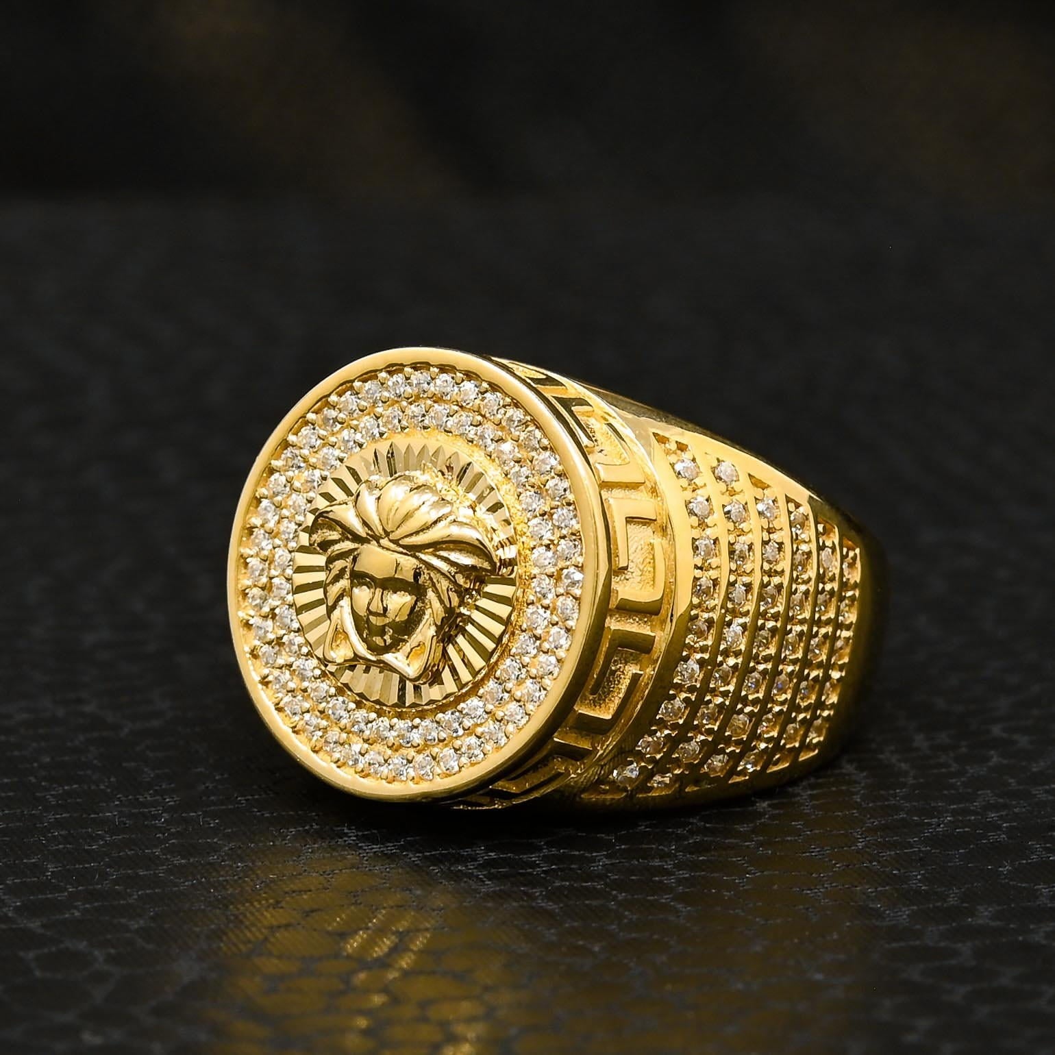 10K Gold Ring | Glam Men's Ring H46 Yellow Gold
