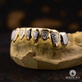 Grillz 8 Teeth Diamond Cut  - 10K / Gold 2 Tones