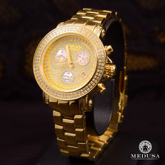 Montre Ice House Homme Luxe - Cadran Diamants, Boîtier Or Rose 2 Rangées, Quartz Japonais - Neuf Sans étiquette