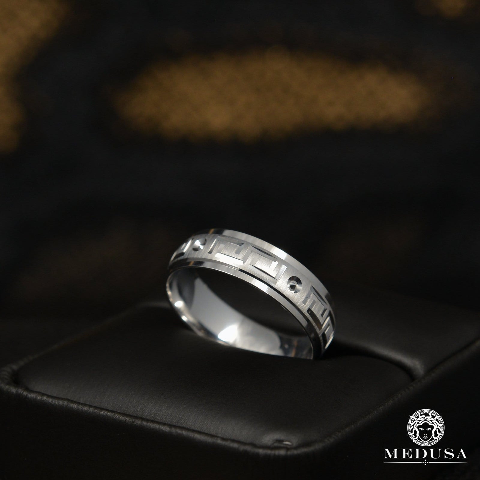 Jonc en Or 10K | Jonc Homme Jonc H3 Or Blanc - MED254