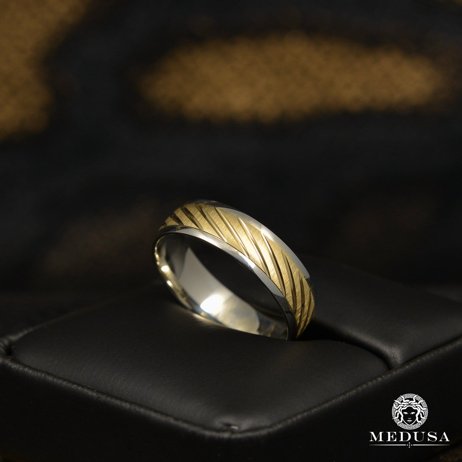 10K Gold Band | Men's Band Band H7 2 Tones - MED263