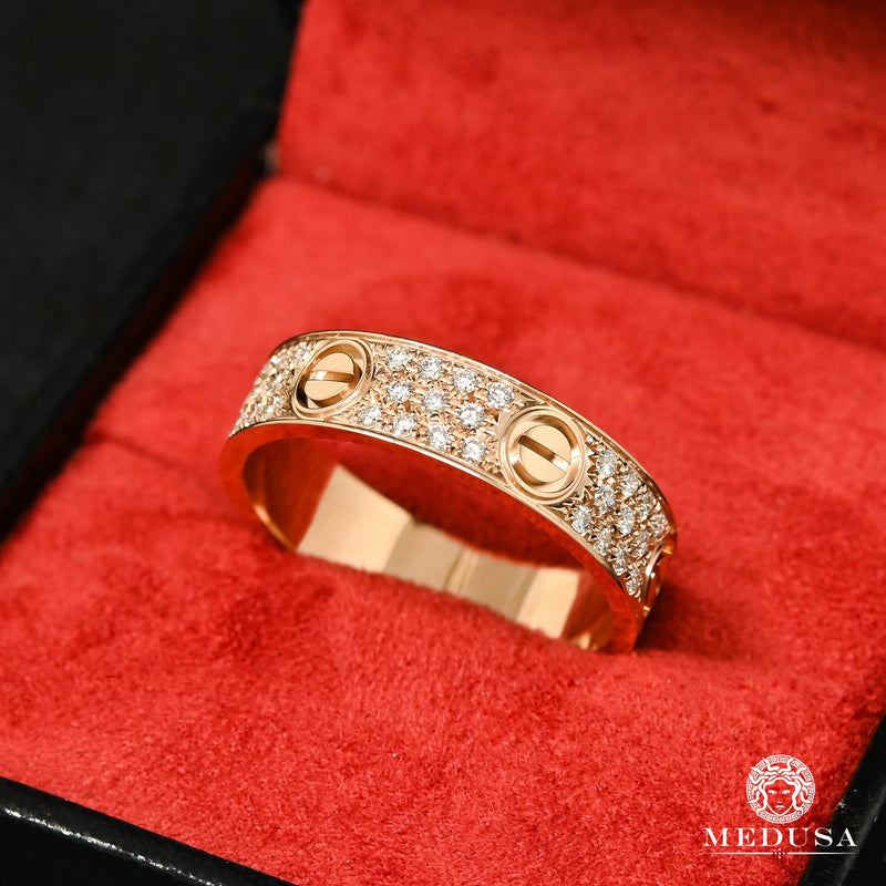 18K Gold Diamond Ring | Men&#39;s Ring Love F11 - Rose Gold Diamond