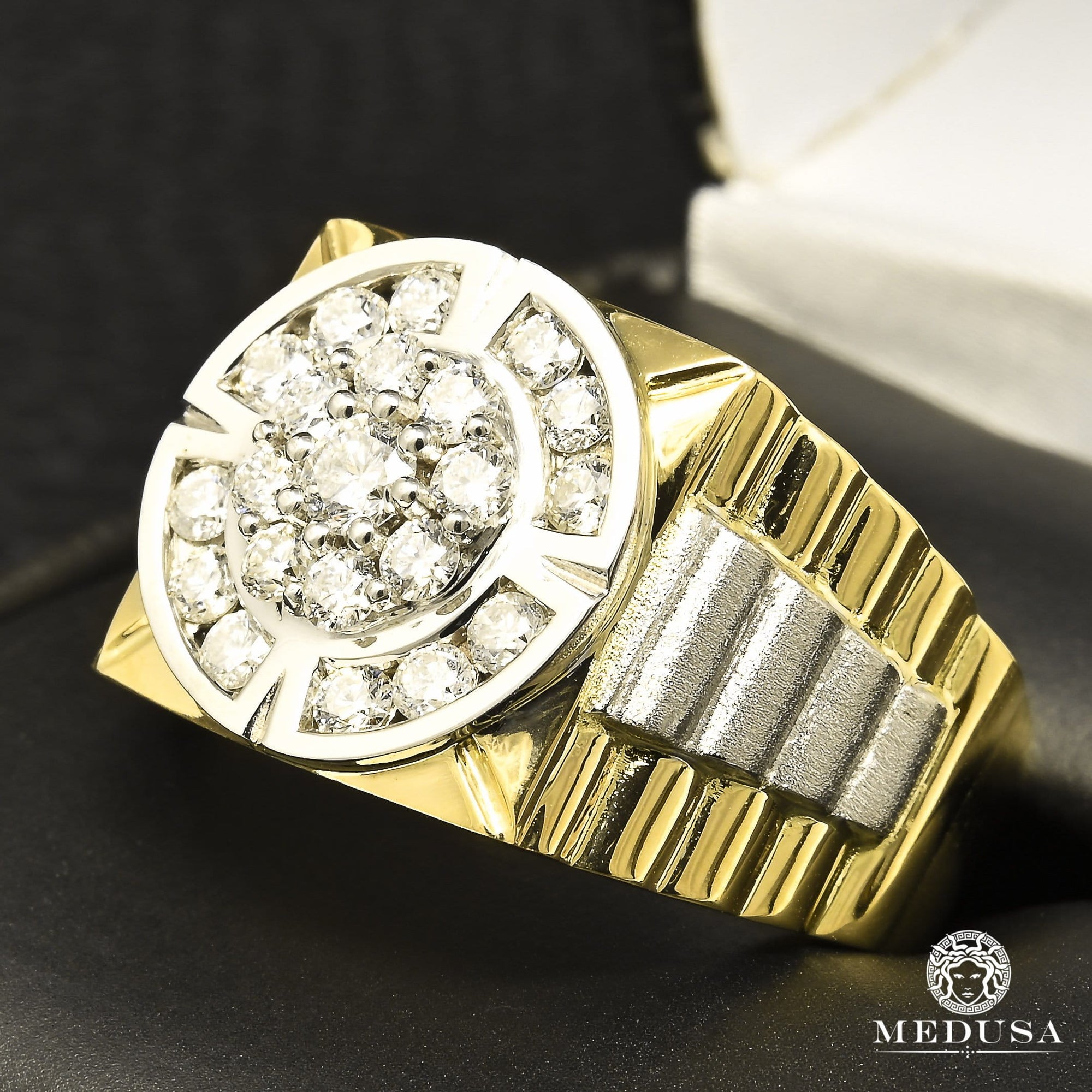 10K Gold Diamond Ring | Mirror D1 Men's Ring - 1.00CT Diamond / 2 Tone Gold