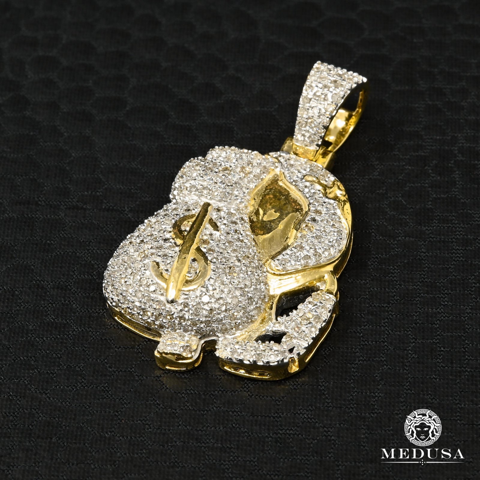 10K Gold Diamond Pendant | Miscellaneous Money D1 Pendant - 2 Tone Gold Diamond