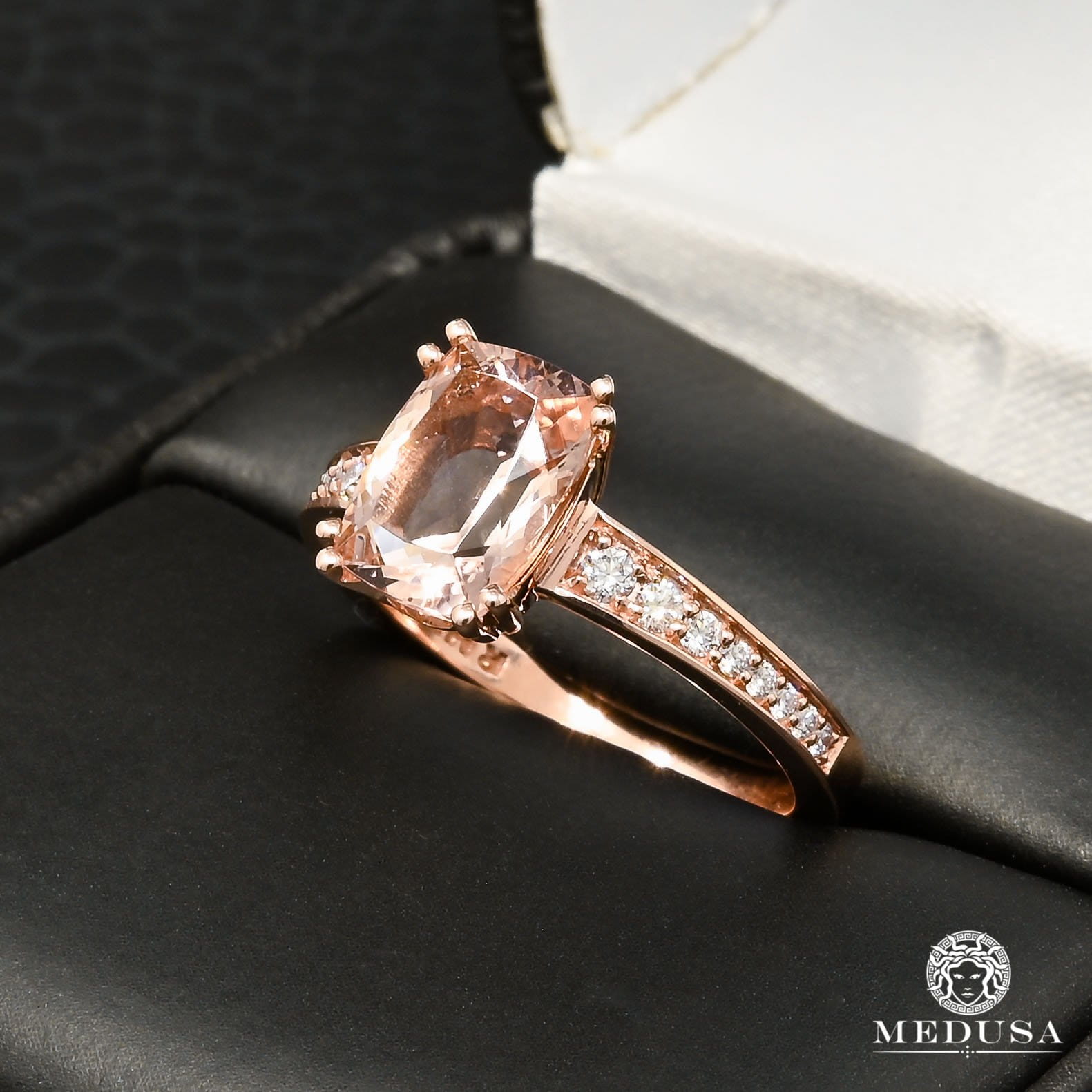 Bague à Diamants en Or 14K | Bague Femme Morganite D3 - Diamant Or Rose