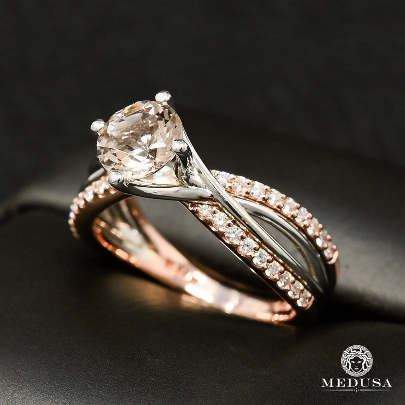 Anillo de oro de 14 quilates con diamantes Morganita D5 Anillo