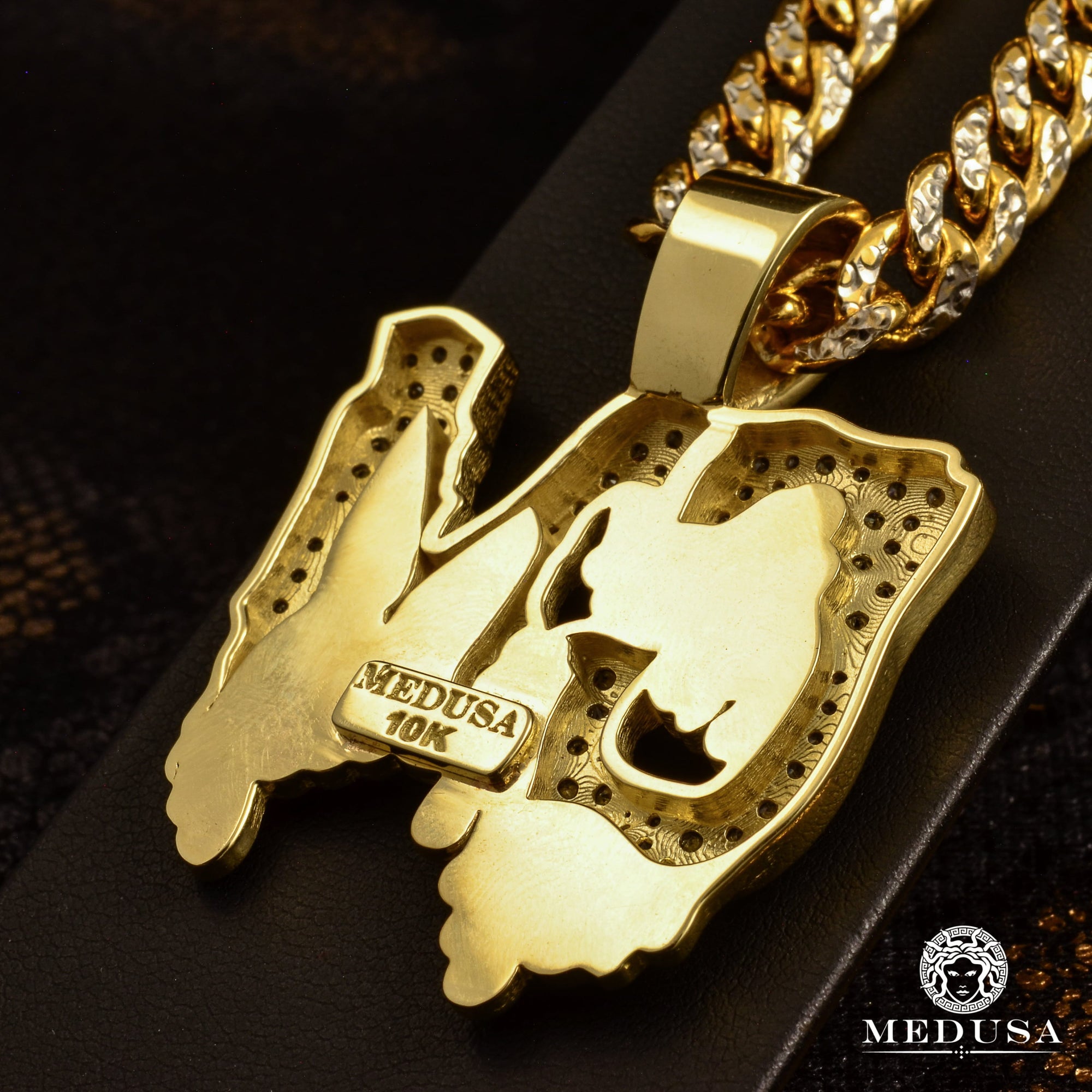 Pendentif en Or Custom | Bijoux Custom Pendentif 2 Lettre Drip Coloré