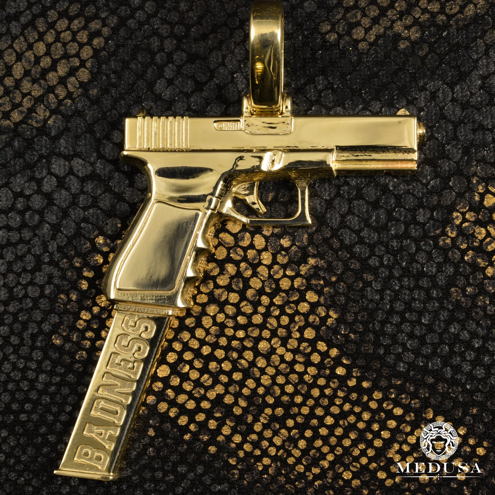 Custom Gold Pendant | Custom Jewelry Pendant 9mm Glock Shine Yellow Gold