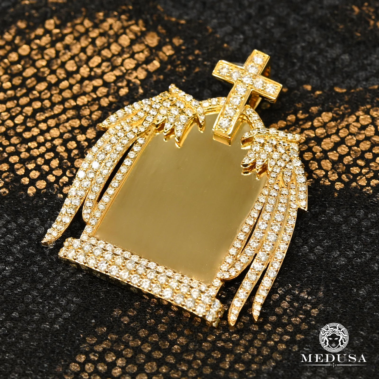 10K Gold Diamond Pendant | Photo Pendant Photo Pendant D4 - RIP 45mm / Yellow Gold