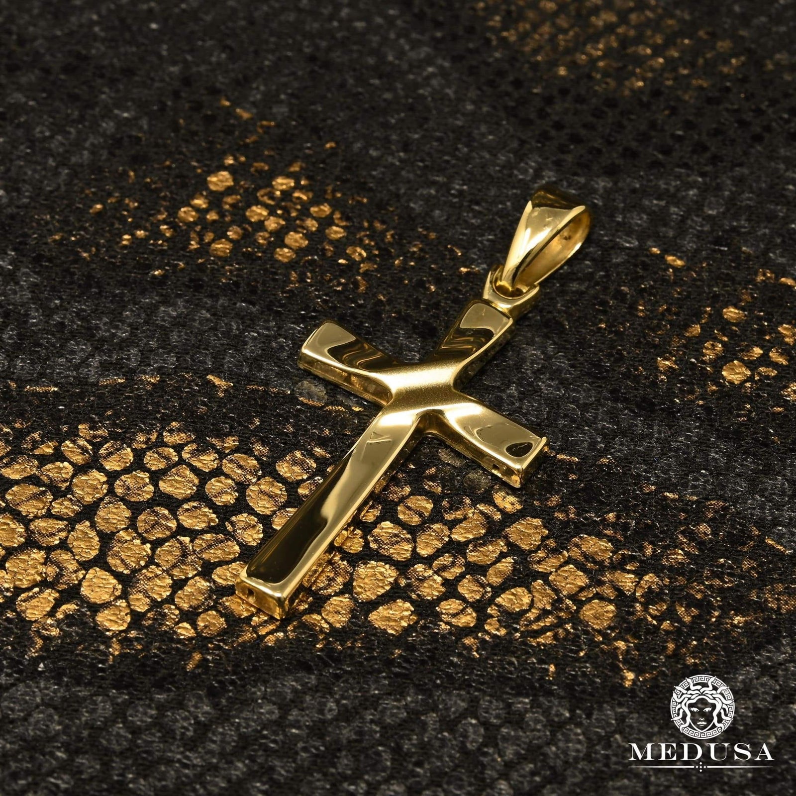 10K Gold Pendant | Quartz Cross Pendant X11 Yellow Gold
