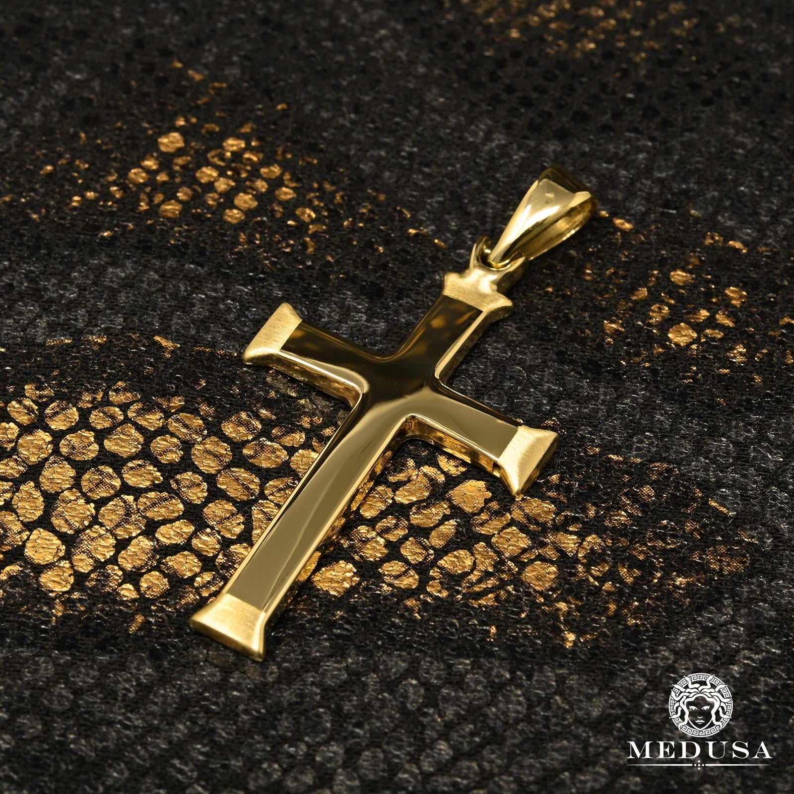 10K Gold Pendant | Quartz Cross Pendant X12 Yellow Gold