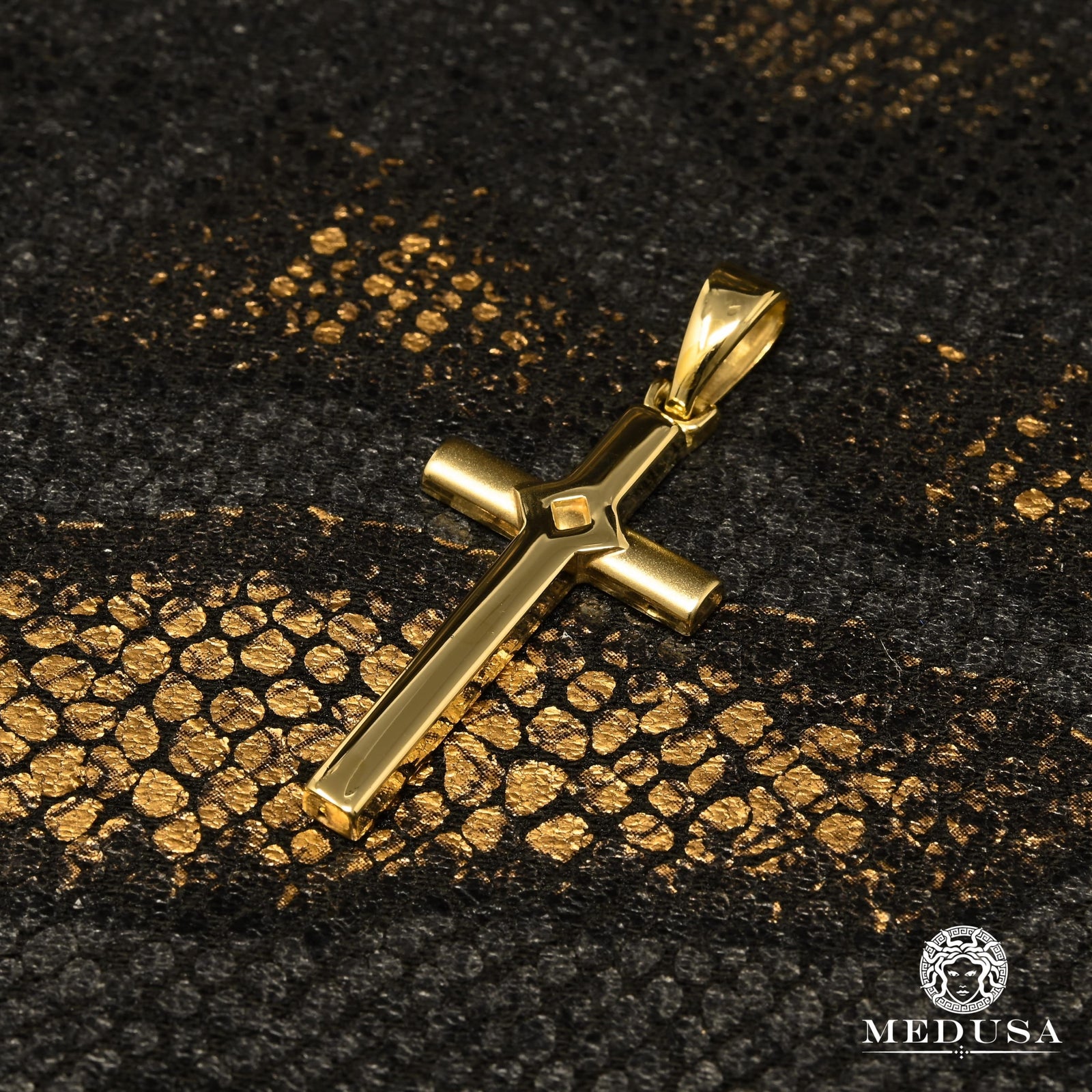 10K Gold Pendant | Yellow Gold X9 Quartz Cross Pendant