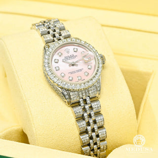 Rolex Datejust 26mm - Pink Stainless Iced - Stainless