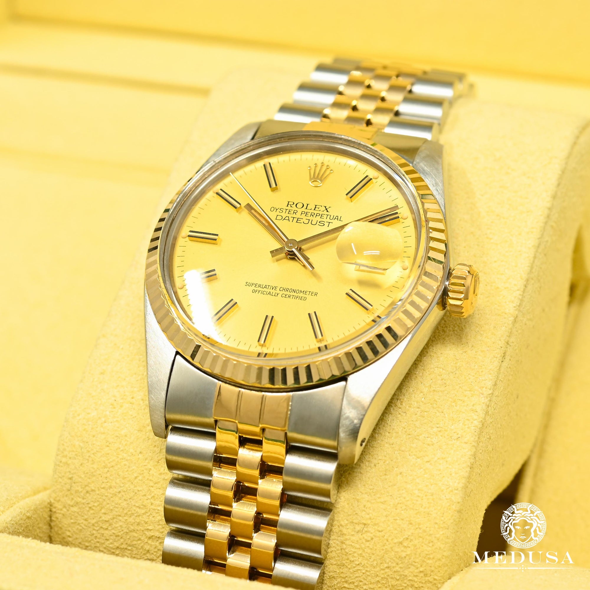 Montre Rolex | Montre Homme Rolex Datejust 36mm - Champagne Stick Or 2 Tons