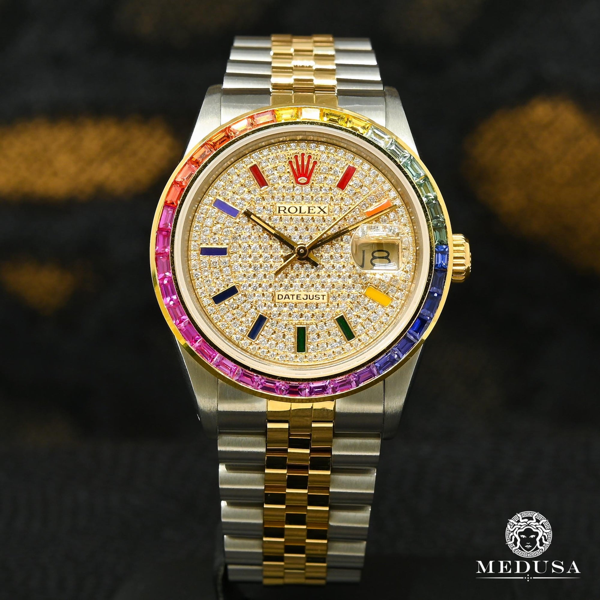 Montre Rolex | Montre Homme Rolex Datejust 36mm - Iced Rainbow Or 2 Tons