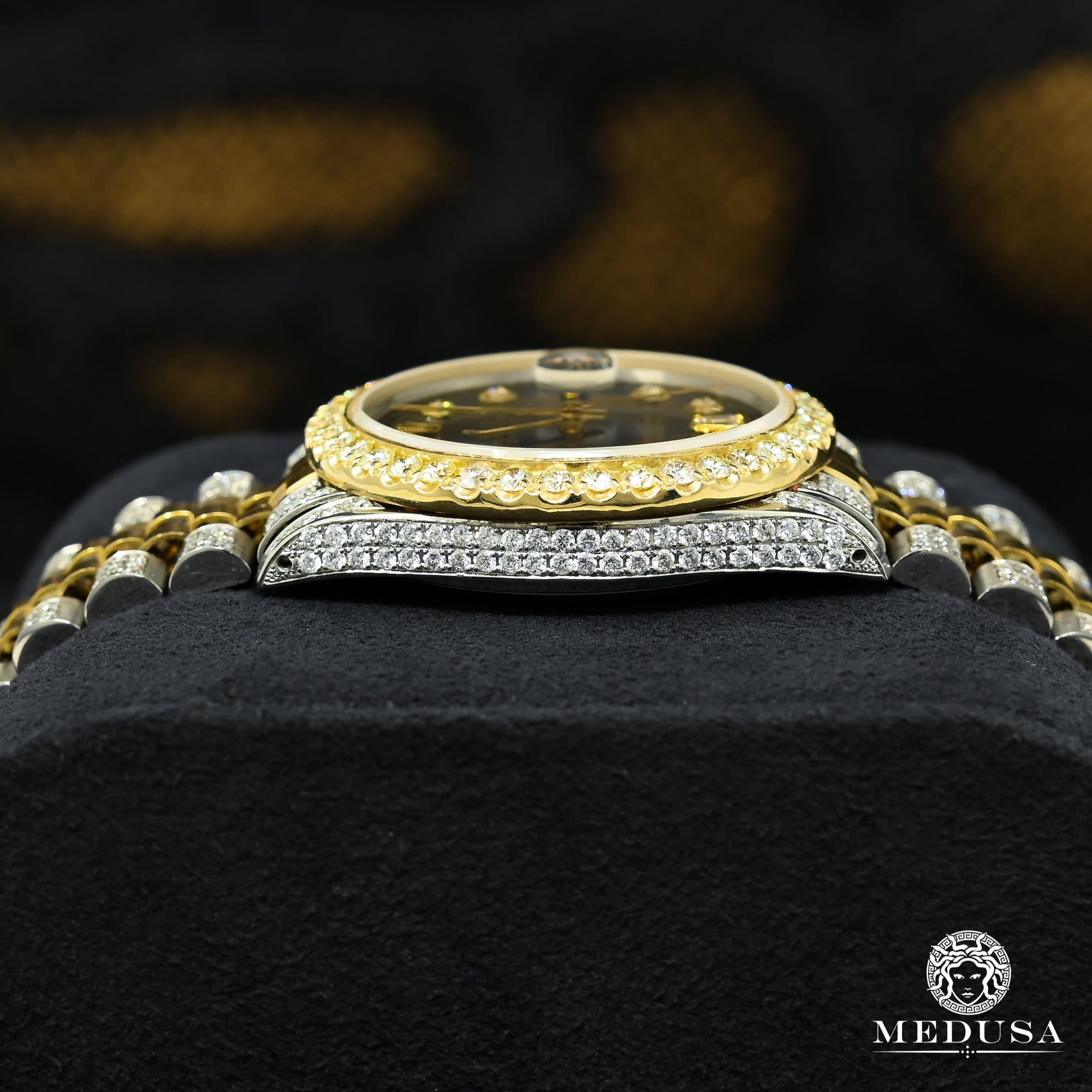 Montre Rolex | Montre Homme Rolex Datejust 36mm - Jubilee Iced Black Or 2 Tons