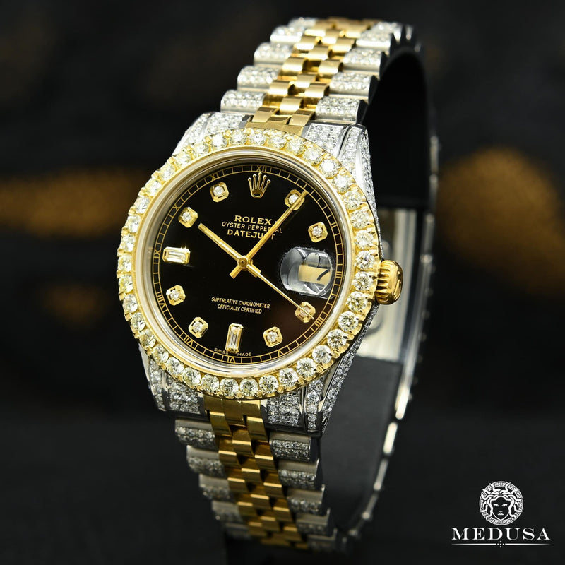 Montre Rolex | Montre Homme Rolex Datejust 36mm - Jubilee Iced Black Or 2 Tons
