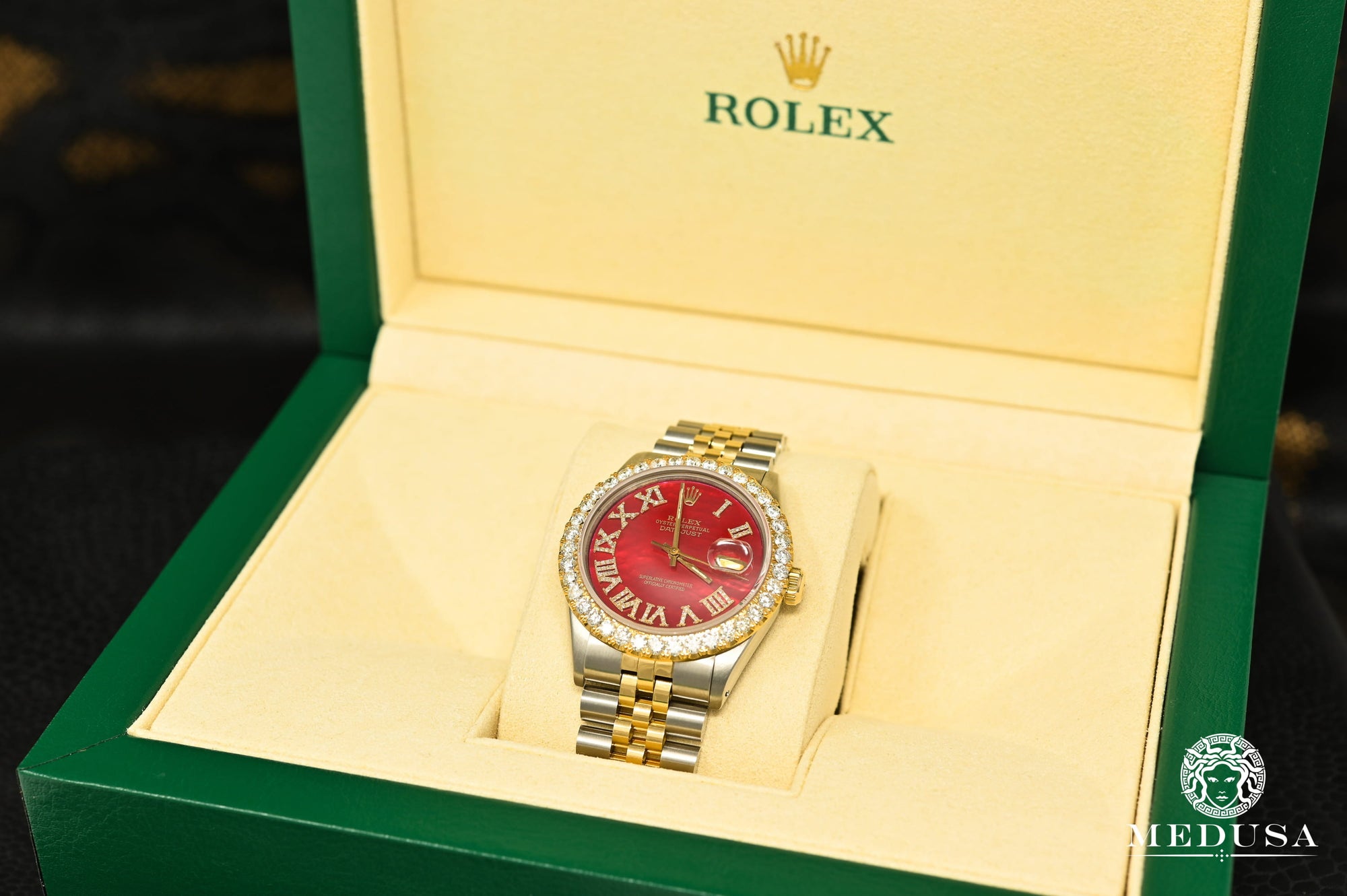 Montre Rolex | Montre Homme Rolex Datejust 36mm - Red ’’Mother of Pearl’’ Or 2 Tons