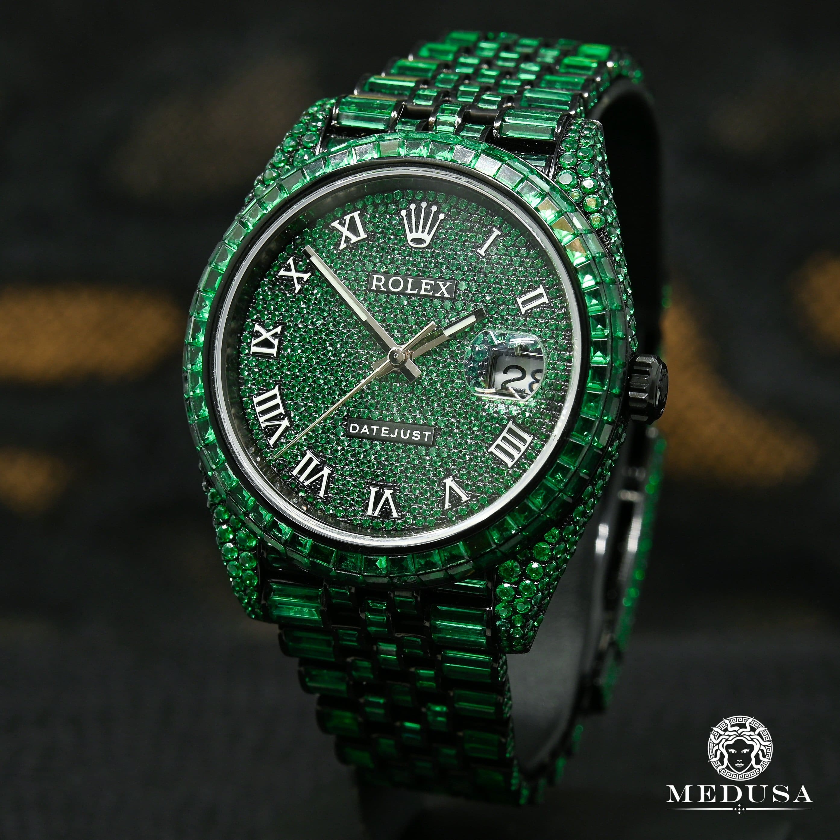 maksimere Prelude jeans Rolex Datejust 41mm - Black & Green Emerald
