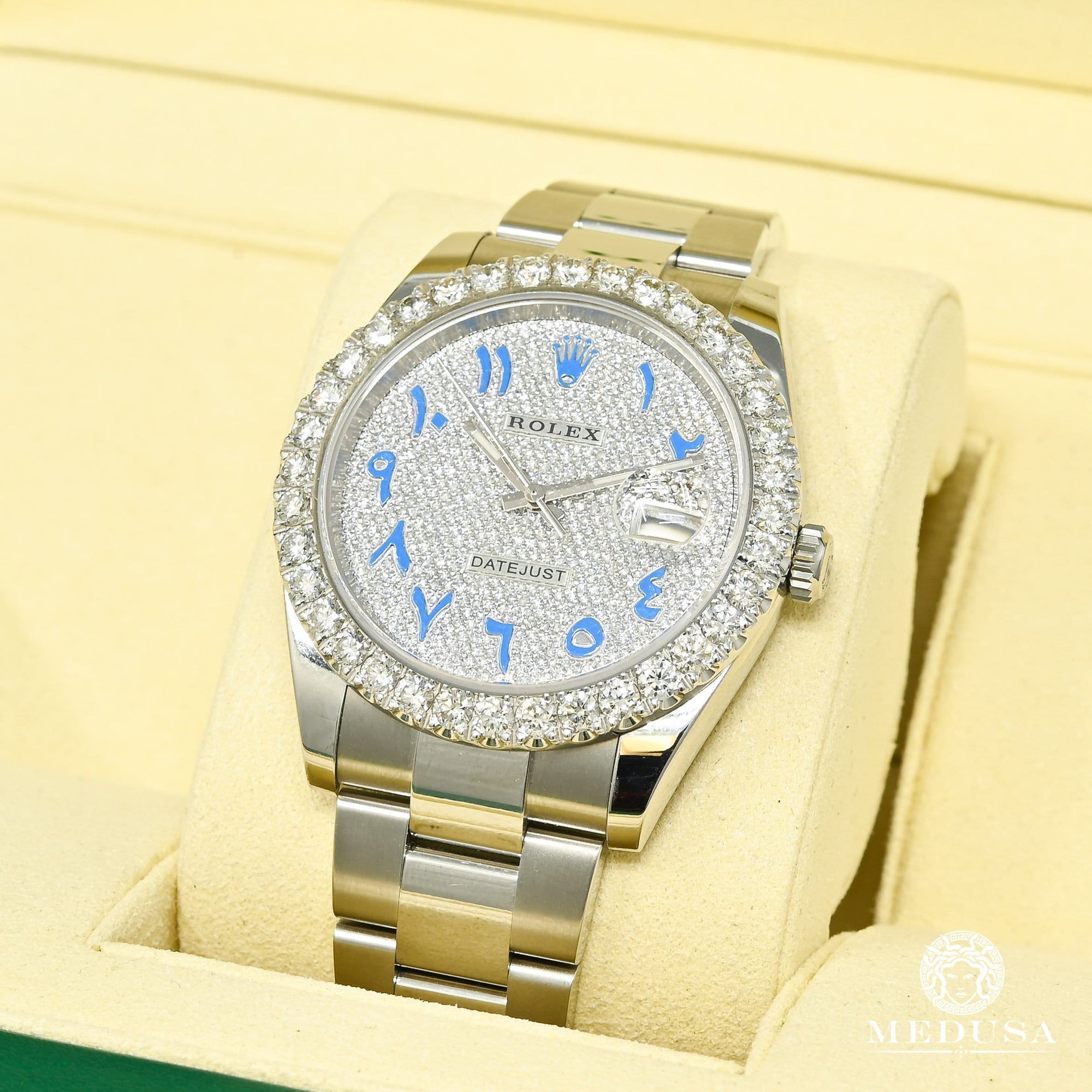 Montre Rolex | Montre Homme Rolex Datejust 41mm - Blue Arabic Iced Stainless