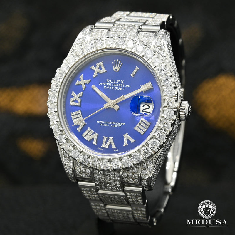 Rolex watch | Rolex Datejust 41mm Men&#39;s Watch - Blue Romain Full Iced Stainless