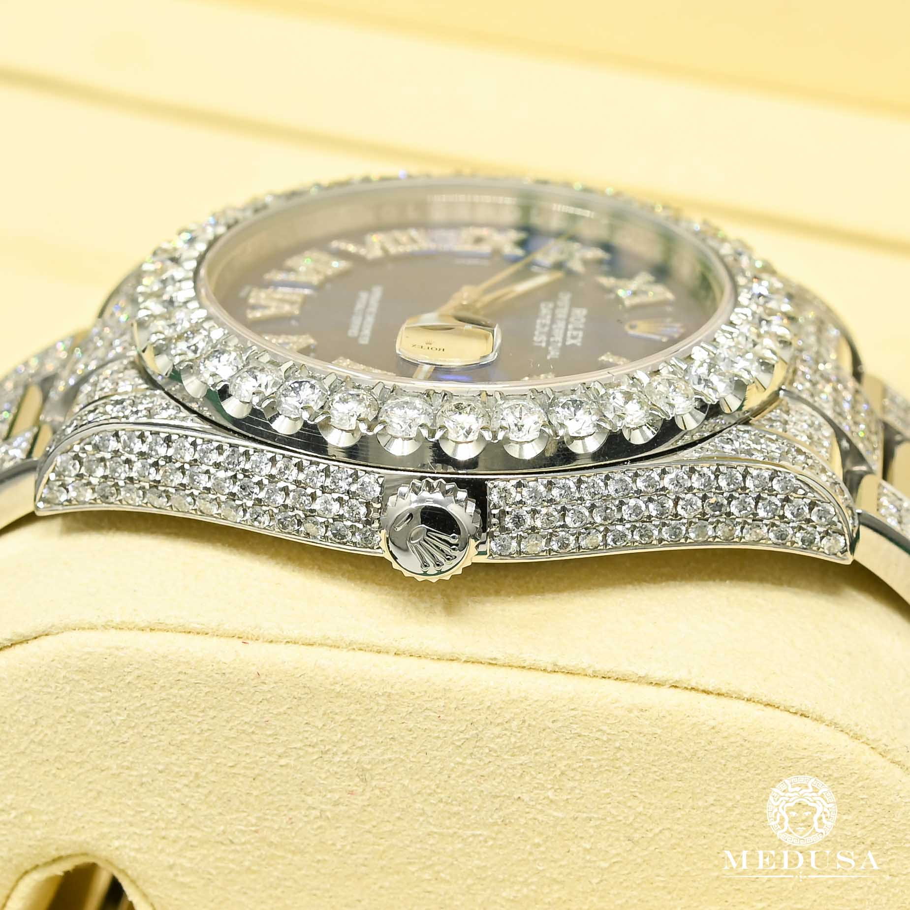 Montre Rolex | Montre Homme Rolex Datejust 41mm - Blue Romain Full Iced Stainless