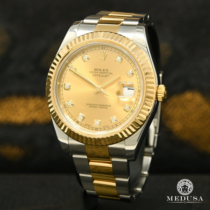 Rolex watch | Rolex Datejust Men&#39;s Watch 41mm - Champagne Factory Diamond Gold 2 Tones
